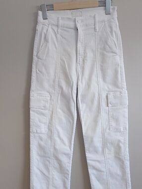 Mother White Women Cargo Denim Clean Utility Style - 25